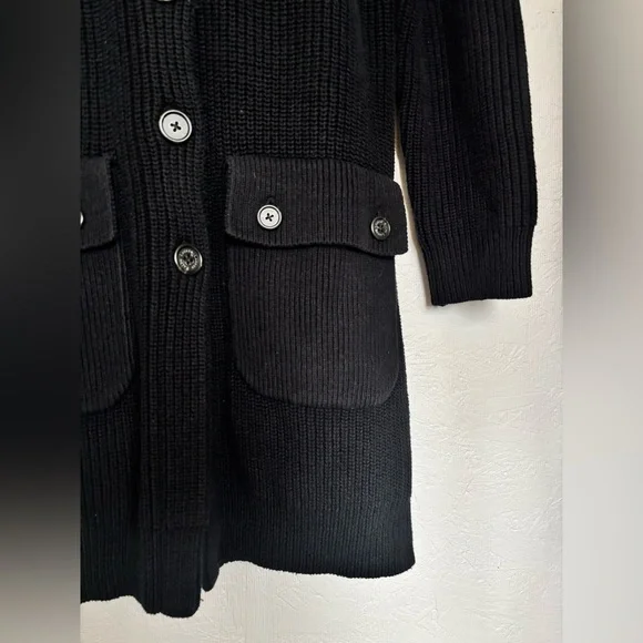 Ralph Lauren Black Knit Ribbed Button Down Shawl Collar Utility Cardigan Sweater - Picture 8 of 13
